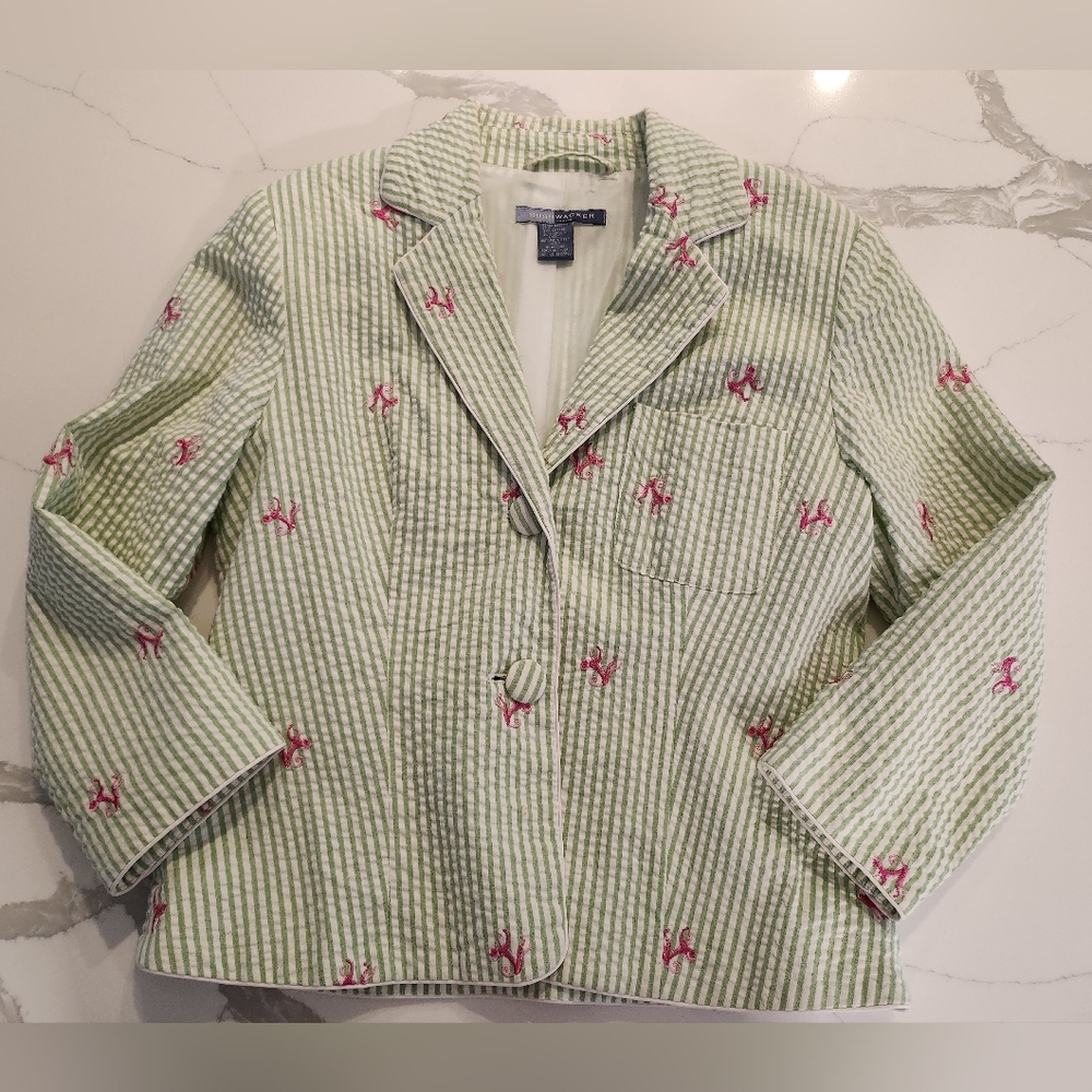 Vintage seersucker jacket with embroidery